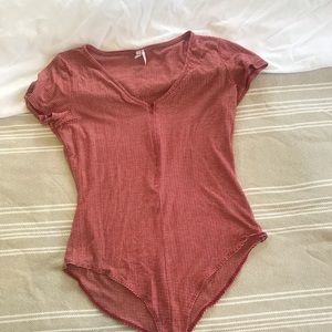 Urban Outfitters Bodysuit Large Red Stripes Vneck